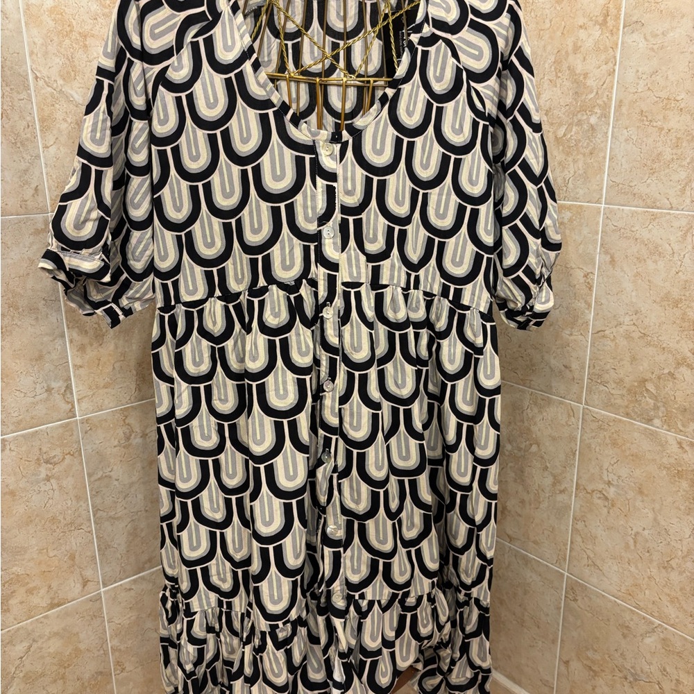 Black and Cream Patterned Dress